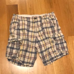 American Eagle Outfitters Blue Plaid Cargo Shorts